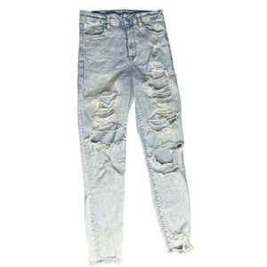 American‎ Eagle extra thrashed distressed ripped holey jeans, 6